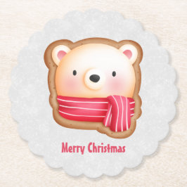 Cute Bear Ansikte Red Scarf & Rosy Cheeks jul Underlägg Papper