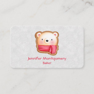 Cute Bear Ansikte Red Scarf & Rosy Cheeks jul Visitkort