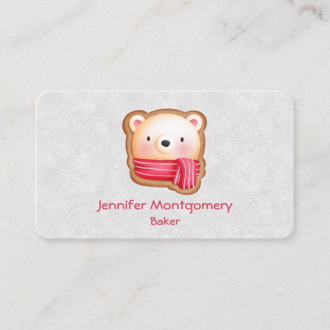 Cute Bear Ansikte Red Scarf & Rosy Cheeks jul Visitkort (Framsida)