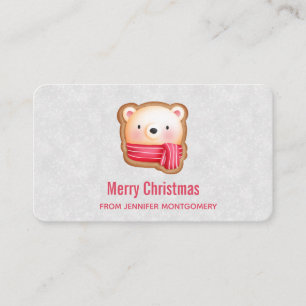 Cute Bear Ansikte Red Scarf & Rosy Cheeks jul Visitkort