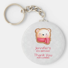 Cute Bear Ansikte Red Scarf & Rosy Cheeks Party-fö Nyckelring