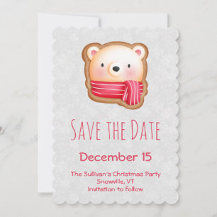 Cute Bear Ansikte Red Scarf & Rosy Cheeks Spara Datumet