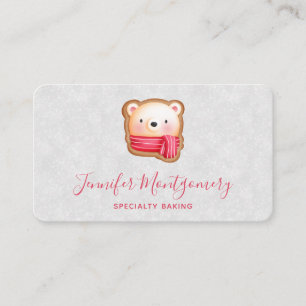 Cute Bear Ansikte Red Scarf & Rosy Cheeks Visitkort