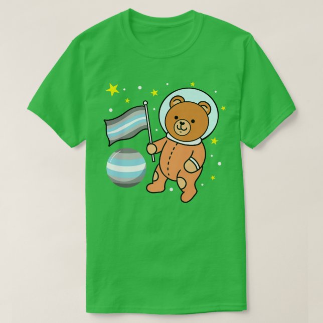Cute Bear Astronaut Demiboy Pride Premium535 T Shirt (Design framsida)