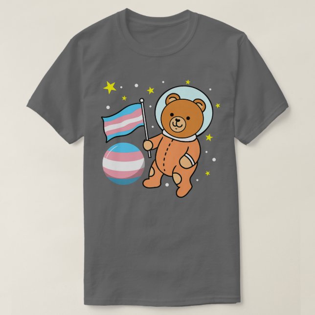 Cute Bear Astronaut Trans Pride  T Shirt (Design framsida)