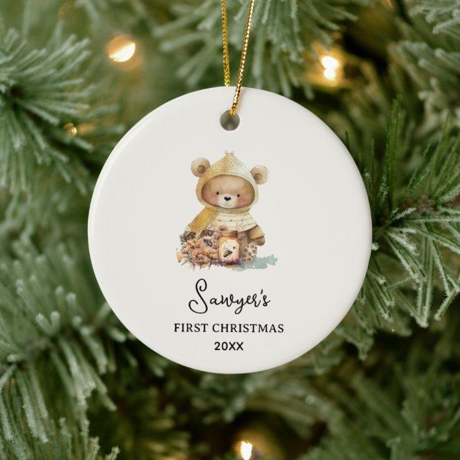 Cute Bear Baby första jul Julgransprydnad Keramik (Träd)