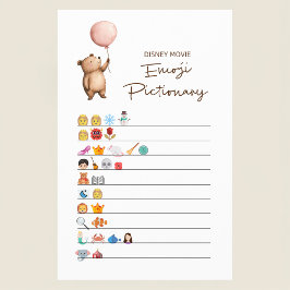 Cute Bear Baby Shower Disney Emoji Game Card Flygblad