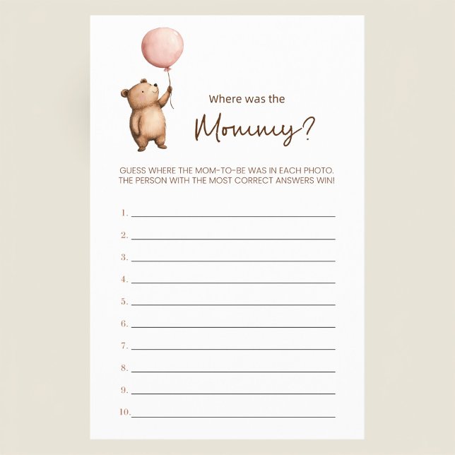 Cute Bear Baby Shower Guessing Game Flyer (Skapare uppladdad)