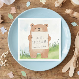 Cute Bear Baby Shower rustik woodland Pappersservett