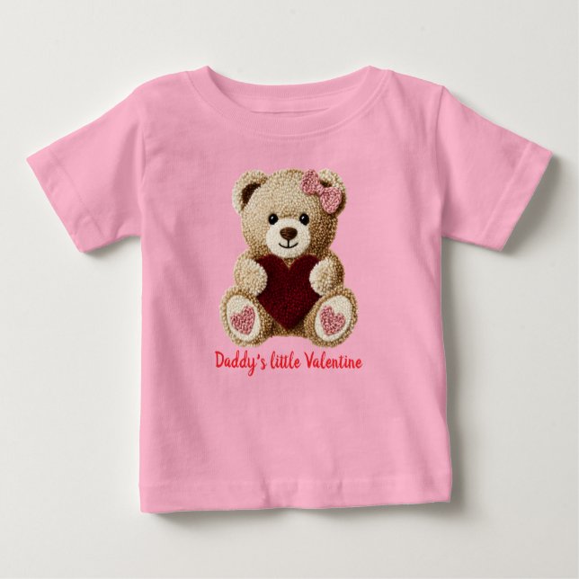 cute bear baby's first valentines bodysuit T-Shirt (Framsida)