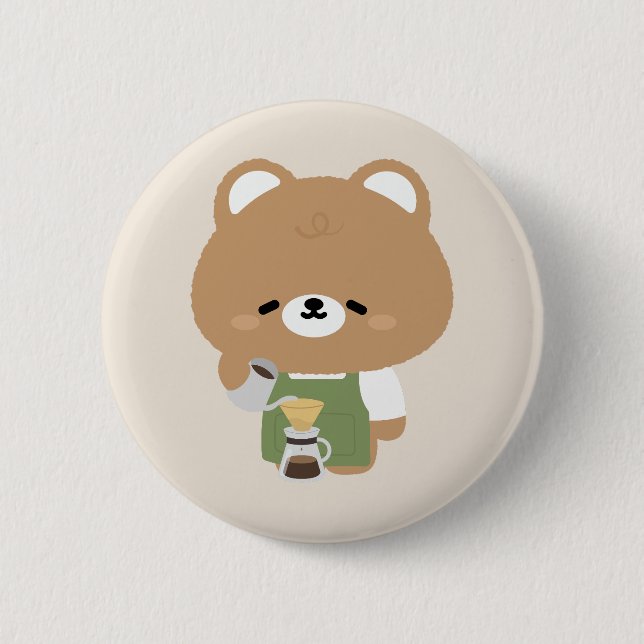 Cute Bear Barista Knapp (Framsida)