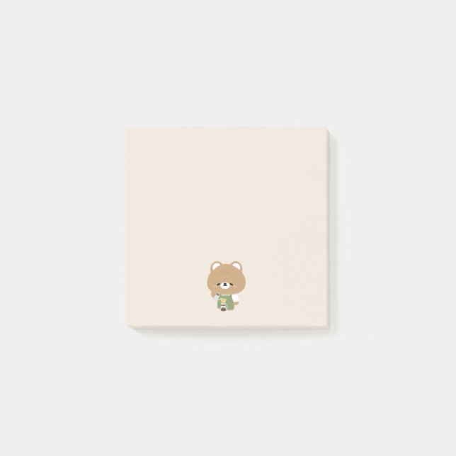 Cute Bear Barista Post-it Block (Framsida)