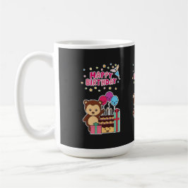 Cute Bear Birthday Celebration - Adorable Cartoon Kaffemugg