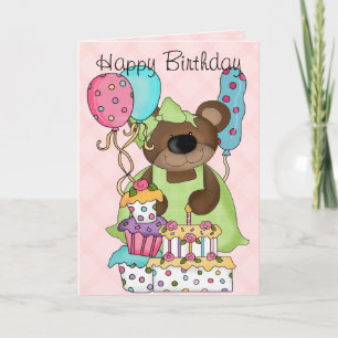 Cute Bear Birthday Kort