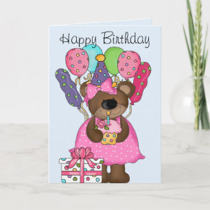 Cute Bear Birthday Kort