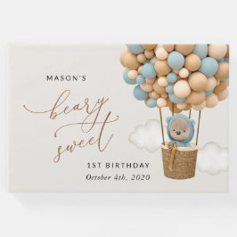 Cute Bear, Blue Balloes, första födelsedagen Gästböcker