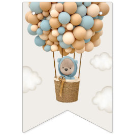 Cute Bear, Blue Balloes, första födelsedagen Vimplar