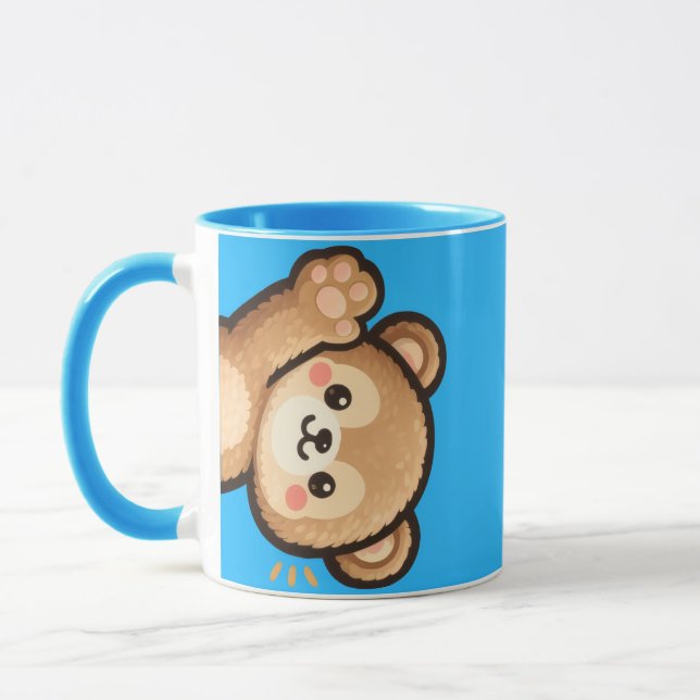 Cute Bear Blue Mug | Kawaii Coffee Cup Mugg (Vänster)