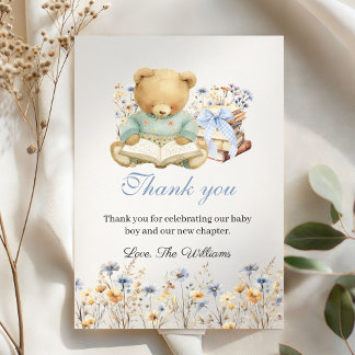 Cute Bear Books Baby Shower Thank you Tack Kort