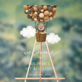 Cute Bear, Brown Balloons, första födelsedag Välko