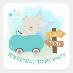 Cute Bear Car Tack Småbarn födelsedag Fyrkantigt Klistermärke