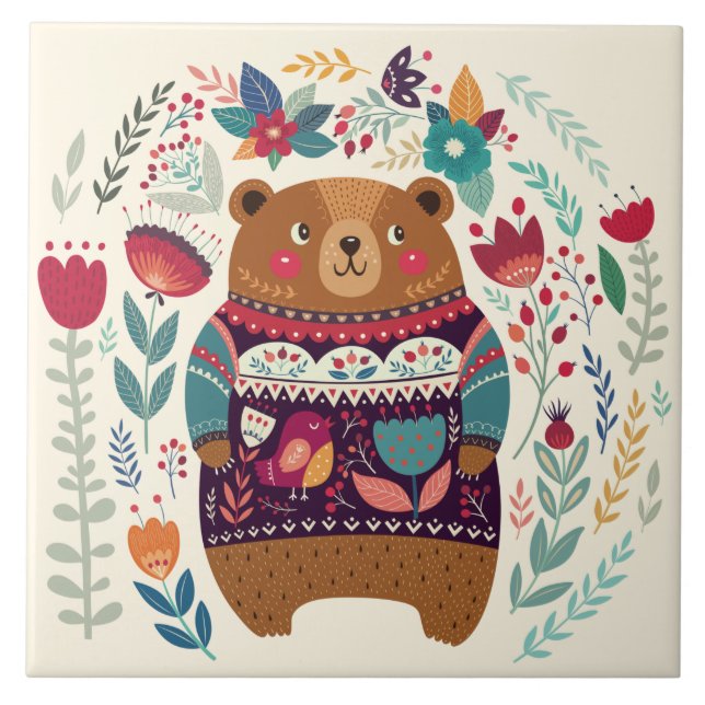 Cute Bear Ceramic Tile Kakelplatta (Framsidan)