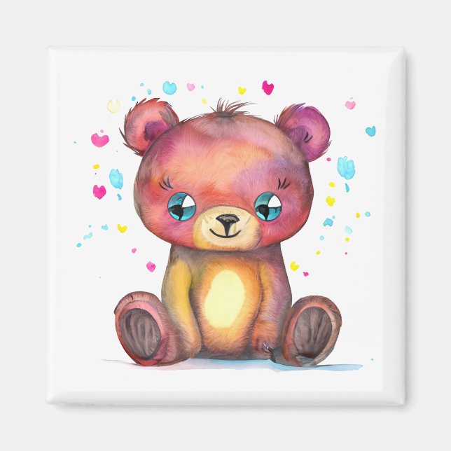 Cute Bear Coola Teddy-positiv Magnet (Framsidan)