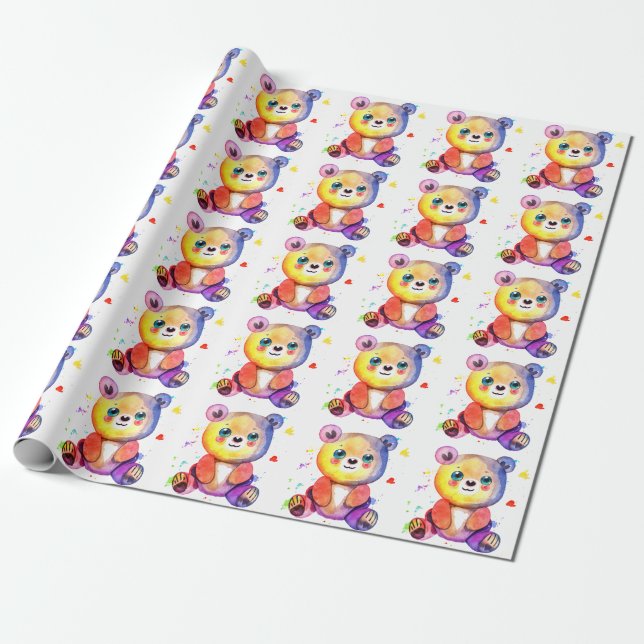 Cute Bear Coola Teddy-positiv Presentpapper (Utrullad)