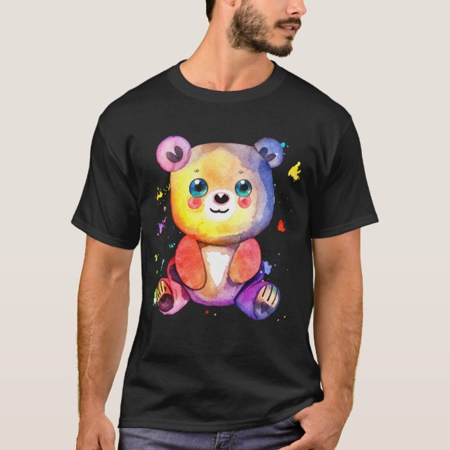 Cute Bear Coola Teddy-positiv T Shirt (Framsida)