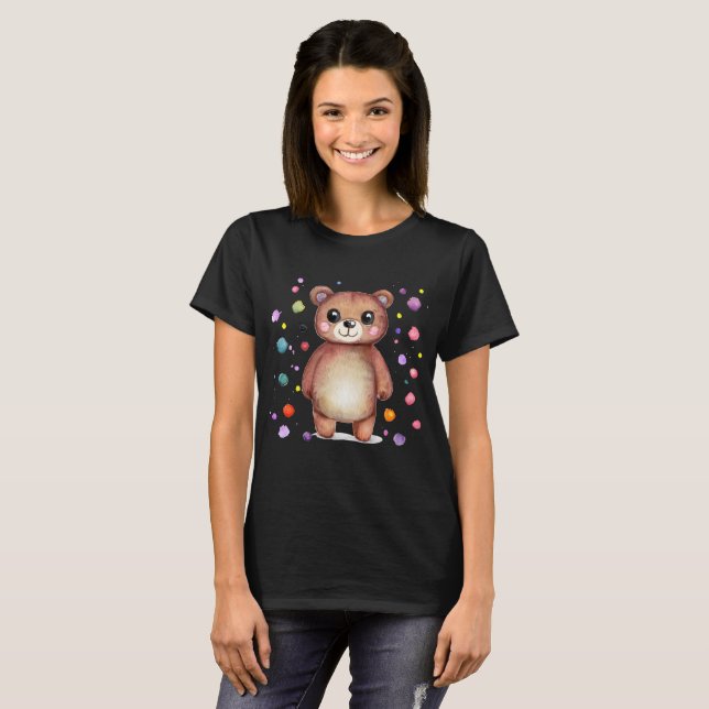Cute Bear Coola Teddy-positiv T Shirt (Hel framsida)
