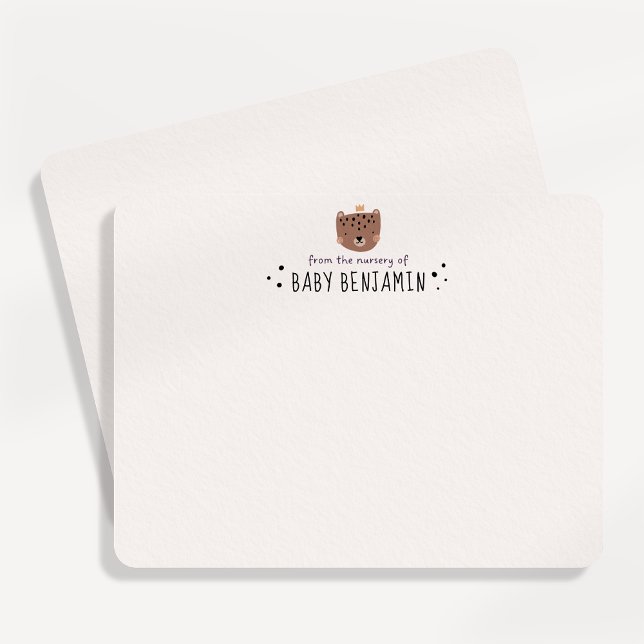 Cute Bear Crown Baby Boy Nursery Note Card Inbjudningar (Skapare uppladdad)