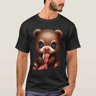 Cute Bear Eating Bacon - Bear Kärlek Crispy Bacon T Shirt