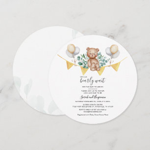 Cute Bear Eucalyptus Couple Baby Shower Botanical Inbjudningar