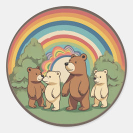 Cute Bear Family Runt Klistermärke