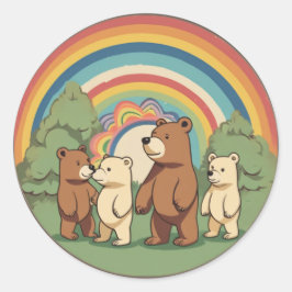 Cute Bear Family Runt Klistermärke