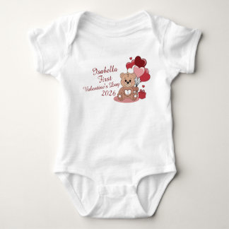 Cute Bear First Valentine's Day 2026 Personalized  T Shirt