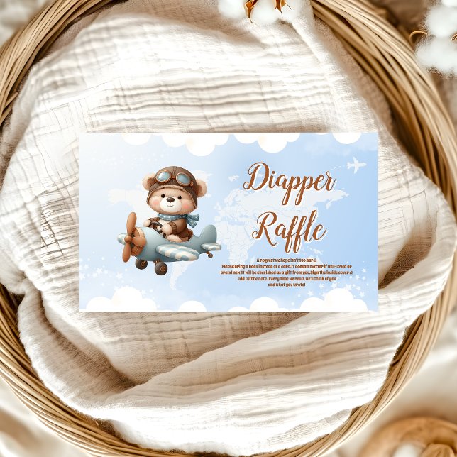 Cute Bear Flygplan Äventyr börjar diapper Raffle Tilläggskort (Skapare uppladdad)