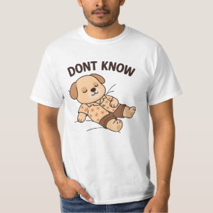 Cute Bear Funny Quote - Vet inte Lazy Mood T Shirt