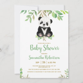 Cute Bear Gender Neutral Greenery Baby Shower Inbjudningar