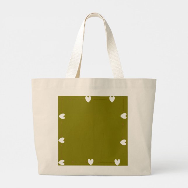 Cute Bear Green Tote Bag – Kawaii Bear Canvas Tote Jumbo Tygkasse (Baksida)