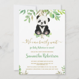 Cute Bear Greenery, vi kan vänta på babyduschen Inbjudningar