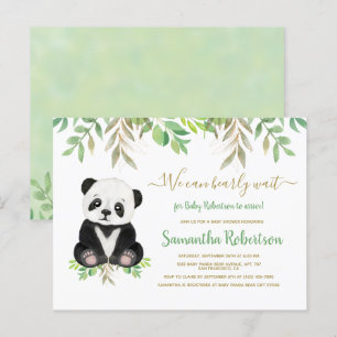Cute Bear Greenery... Vi kan vänta på babyskor. Inbjudan Vykort
