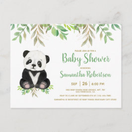 Cute Bear Greenery Watercolor Kön Neutral Foto Inbjudan Vykort
