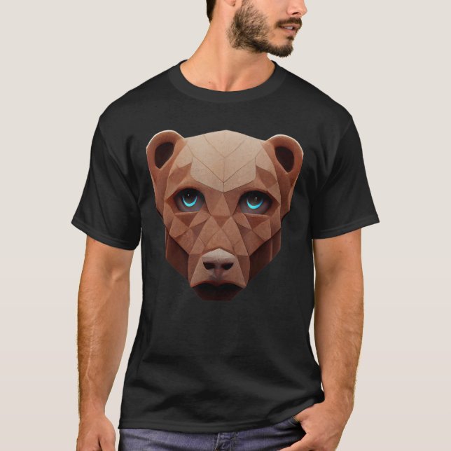 Cute Bear Head Polygon Low Poly Bears 1 T Shirt (Framsida)
