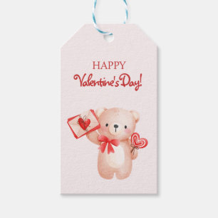 Cute Bear Heart Glad Alla hjärtans dag Presentetikett