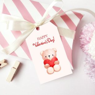 Cute Bear Heart Glad Alla hjärtans dag Presentetikett