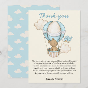 Cute Bear Hej Little One Baby Shower Tack Kort