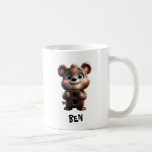 Cute Bear Holding Brev B Kaffemugg