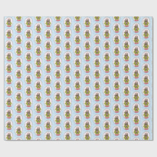 Cute Bear Holding Gingerbread House Holiday Wrap Presentpapper