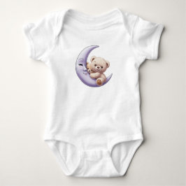 Cute Bear holding Måne - Baby one Biet T Shirt